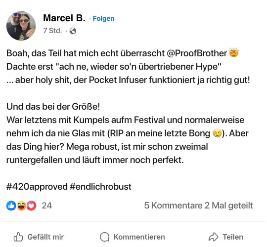 Facebook-Posting über Pocket Infuser