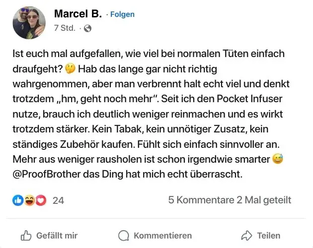 Facebook-Posting über Pocket Infuser