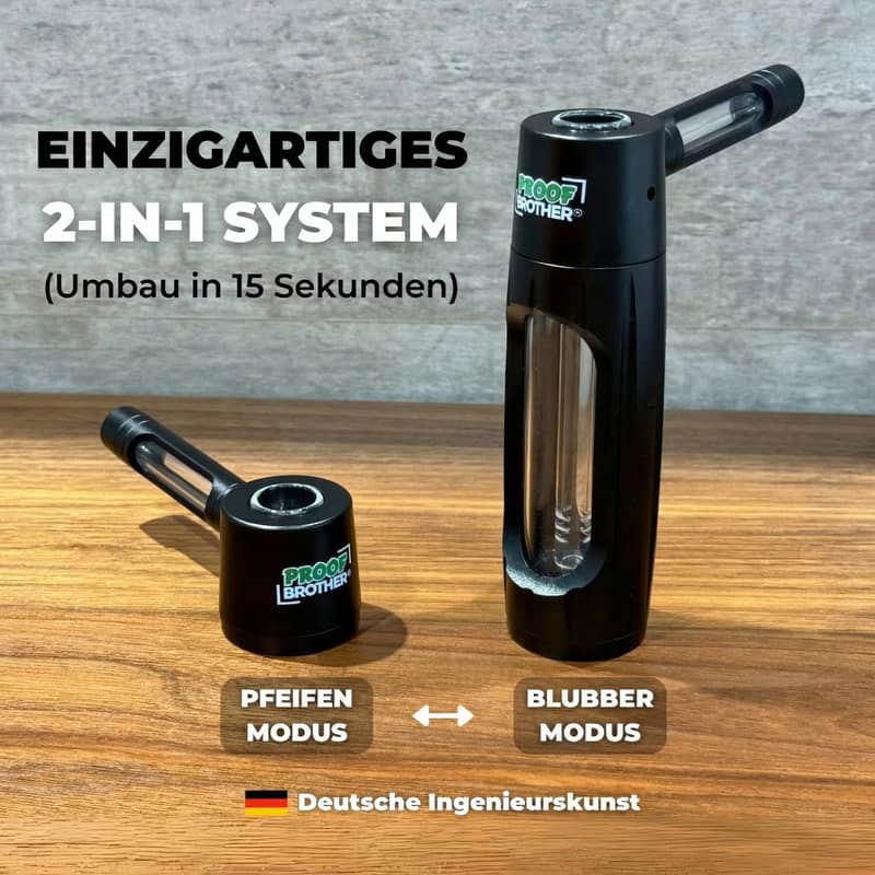 ProofBrother Pocket Infuser im Pfeifen-Modus und Blubber-Modus