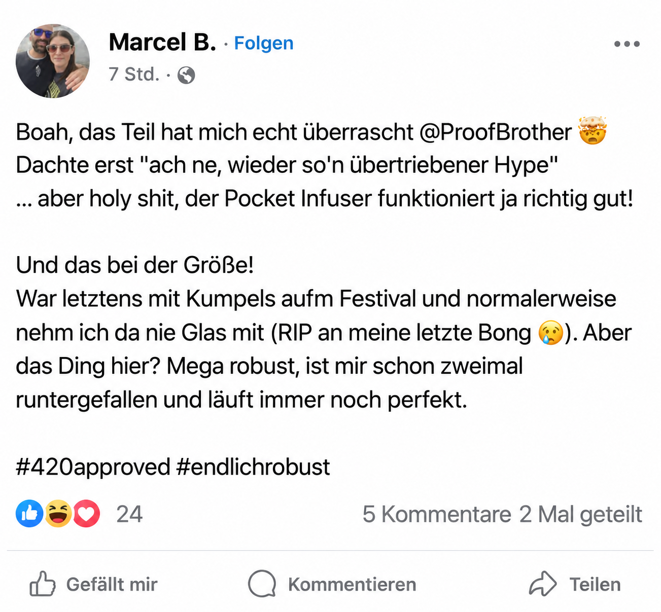 Facebook-Posting über Pocket Infuser