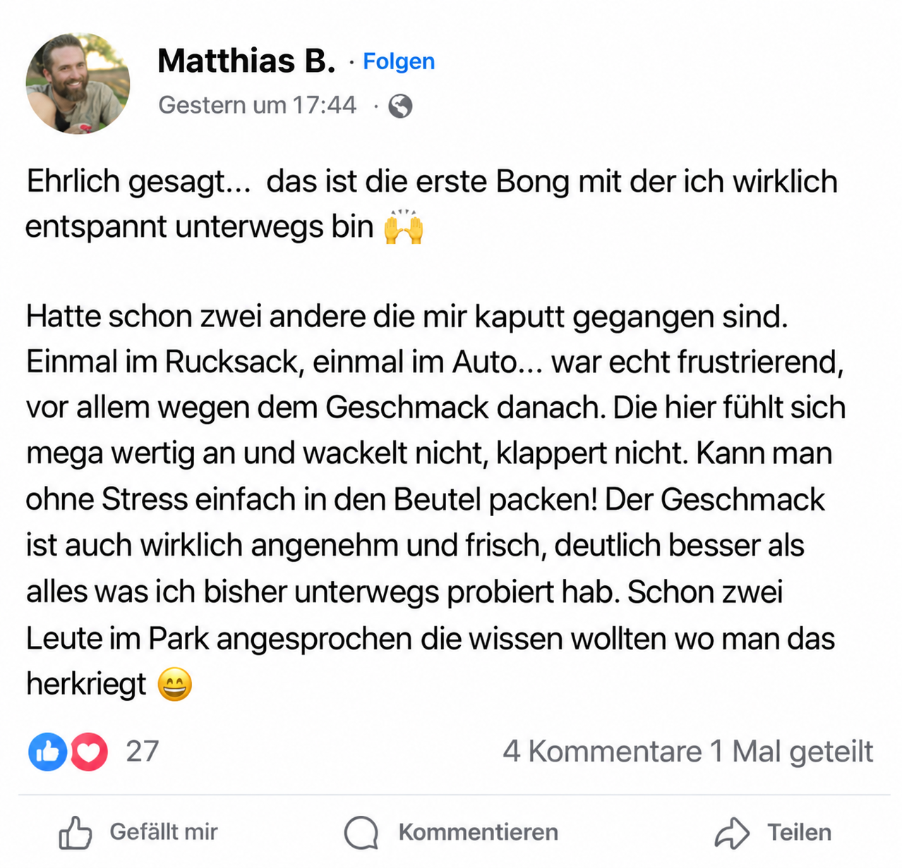 Facebook-Posting über Pocket Infuser